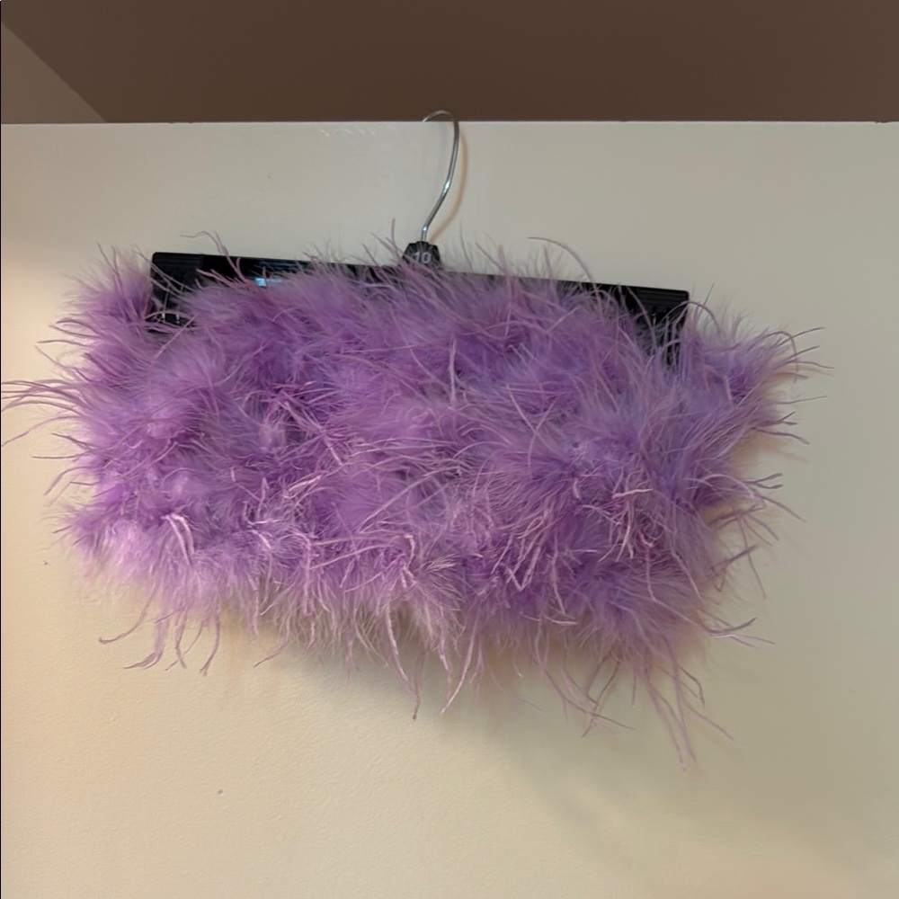 12th Tribe Lavender Feathered Crop Top Size XS